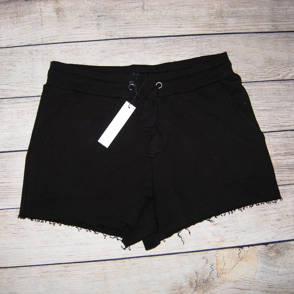 sanctuary black french terry raw hem pull on shorts L NEW WITH TAG